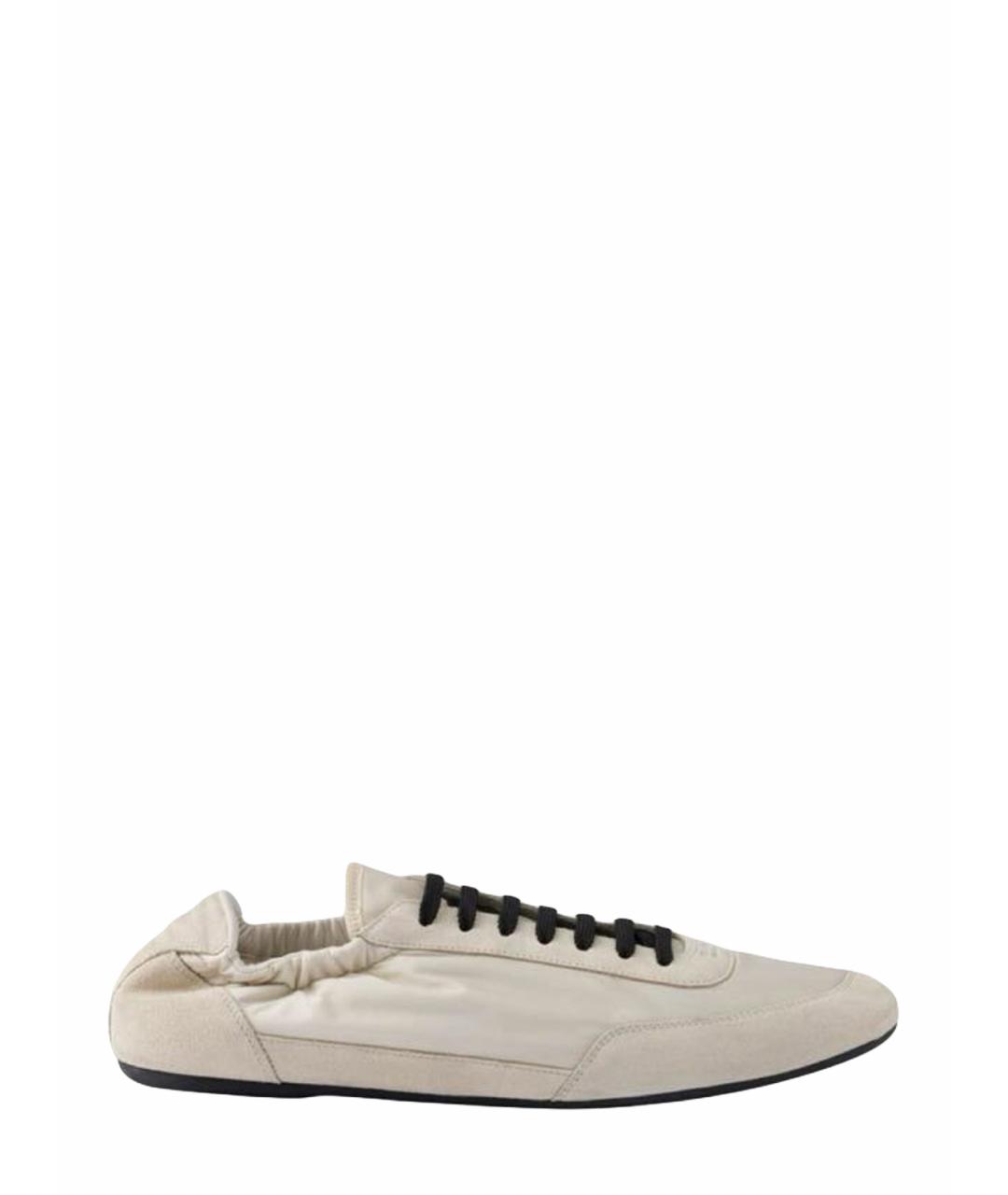 PRADA Бежевые кожаные кеды, фото 1