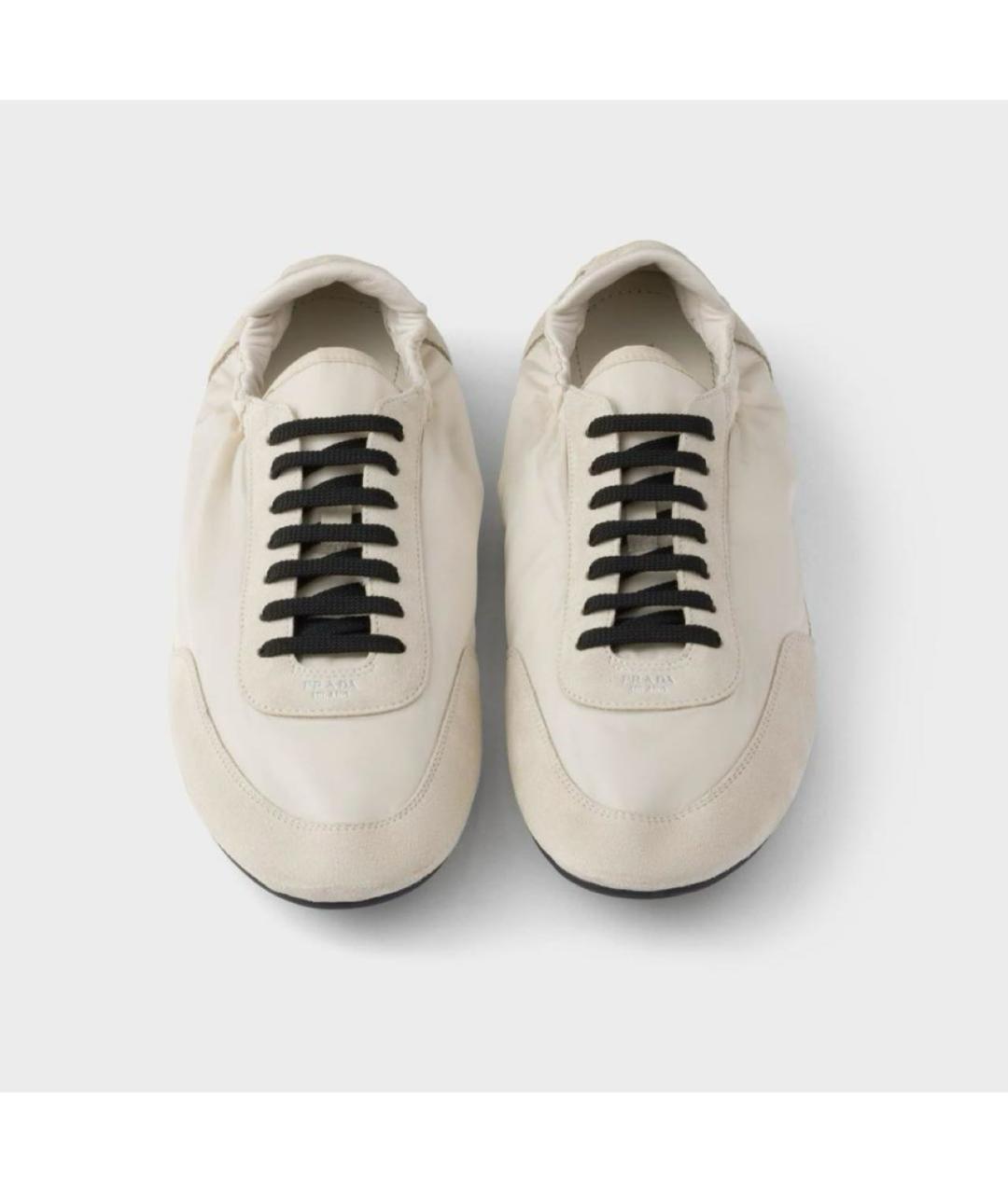 PRADA Бежевые кожаные кеды, фото 3