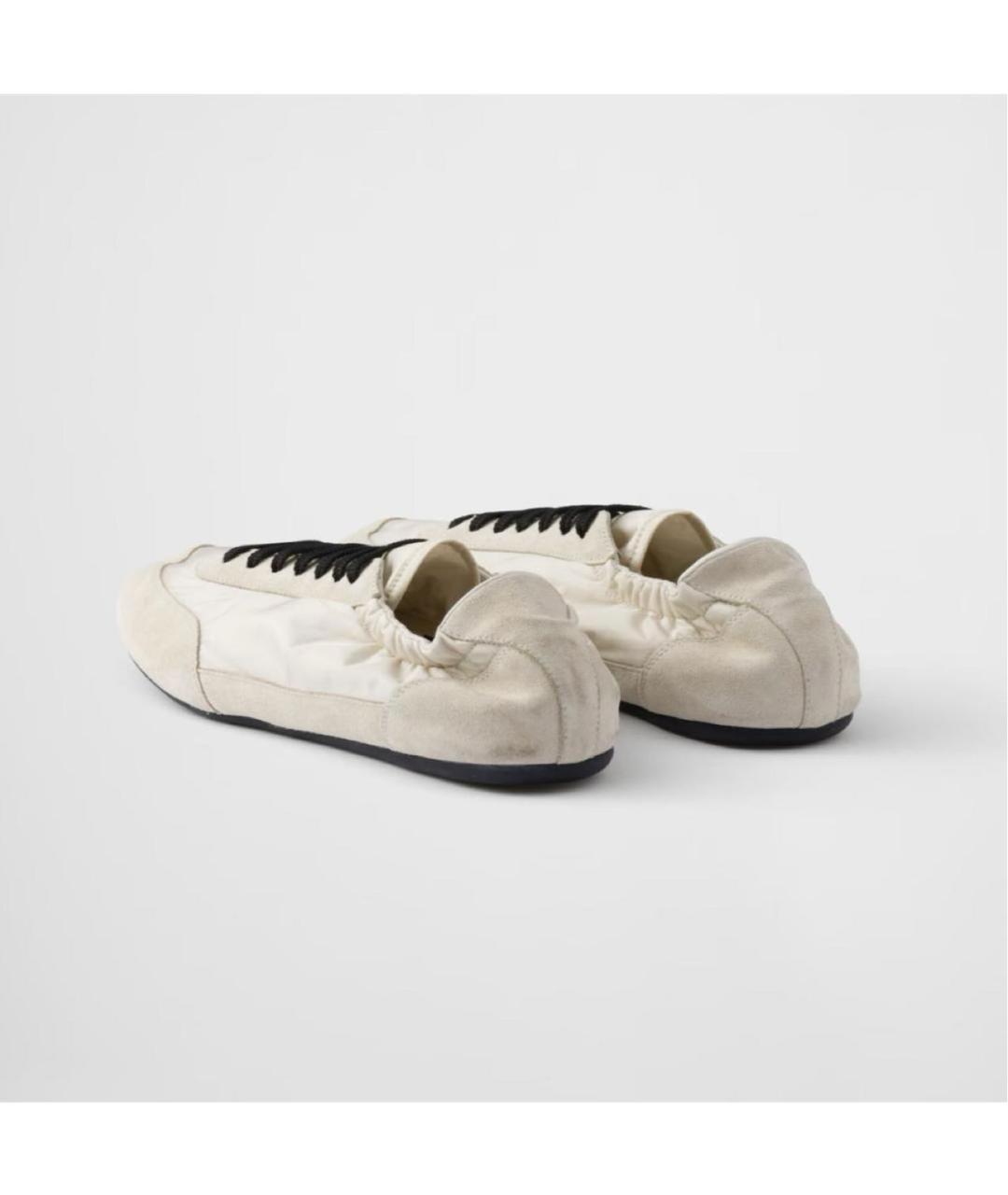 PRADA Бежевые кожаные кеды, фото 4