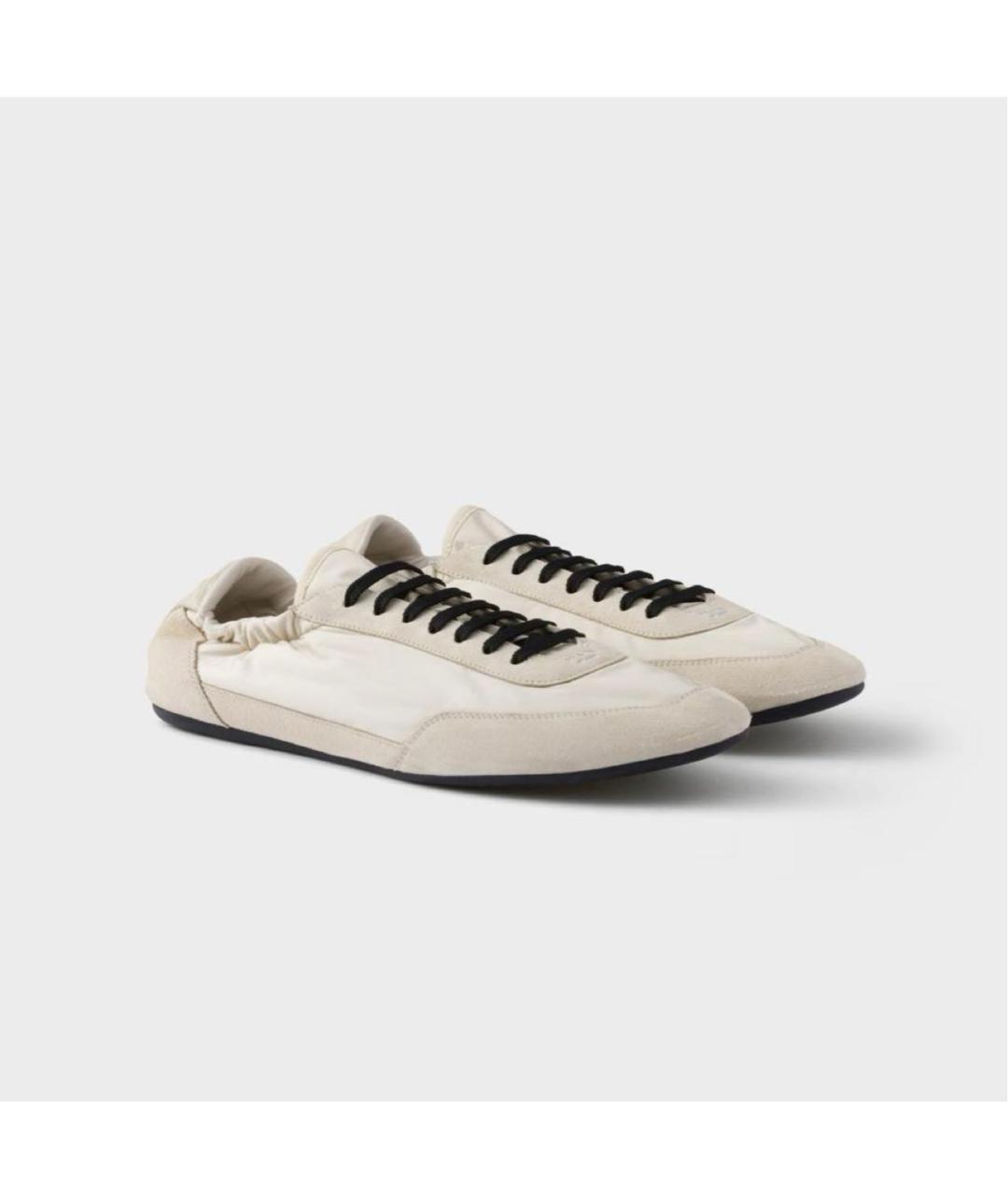 PRADA Бежевые кожаные кеды, фото 2