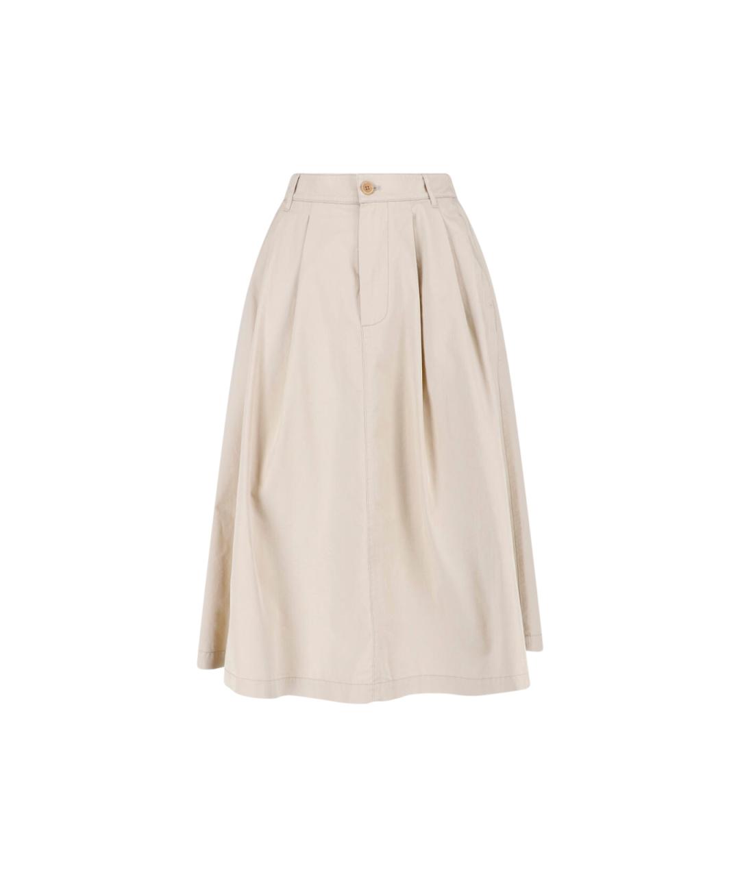 ASPESI Бежевая хлопковая юбка миди, фото 1