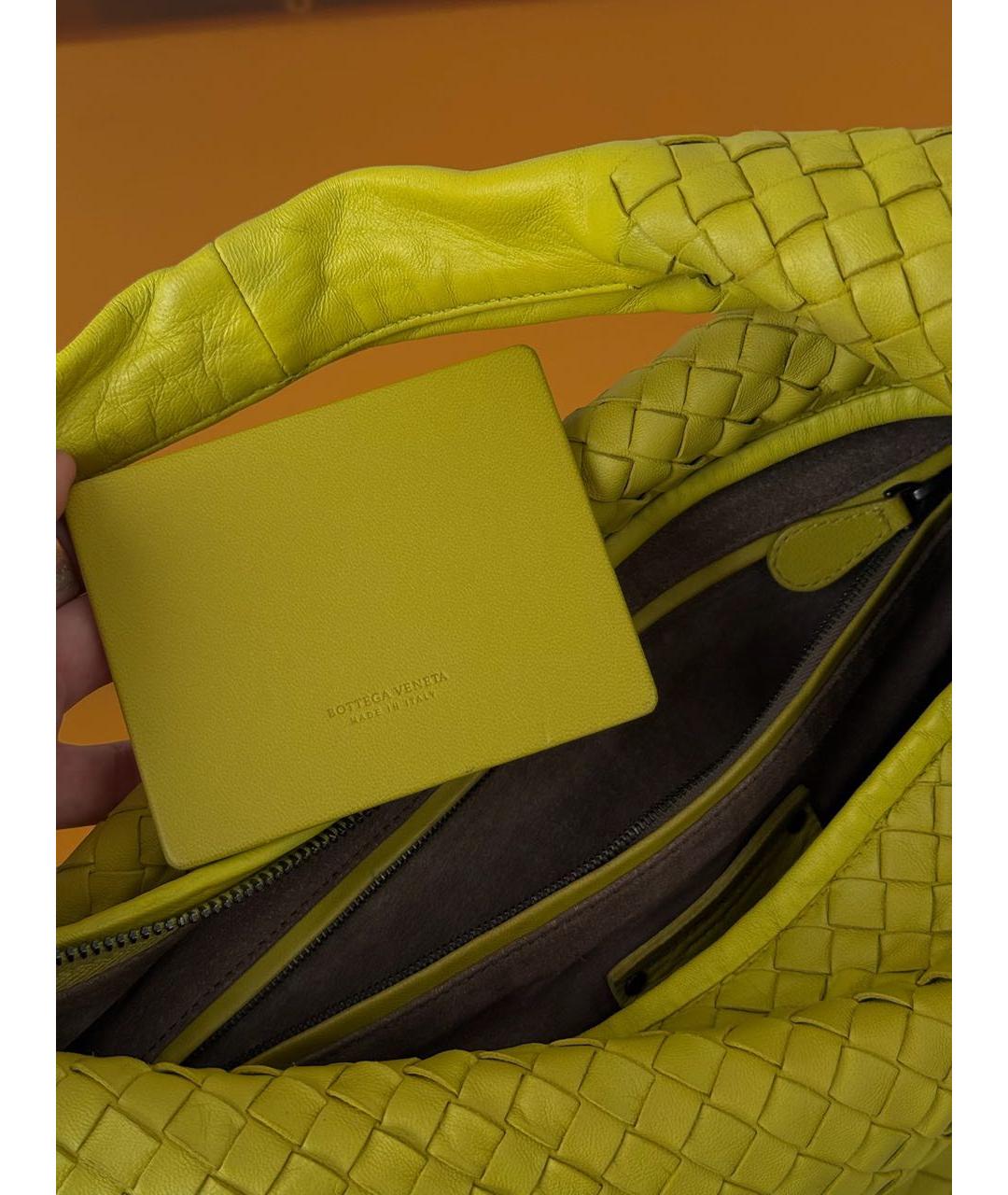 BOTTEGA VENETA Желтая кожаная сумка через плечо, фото 5