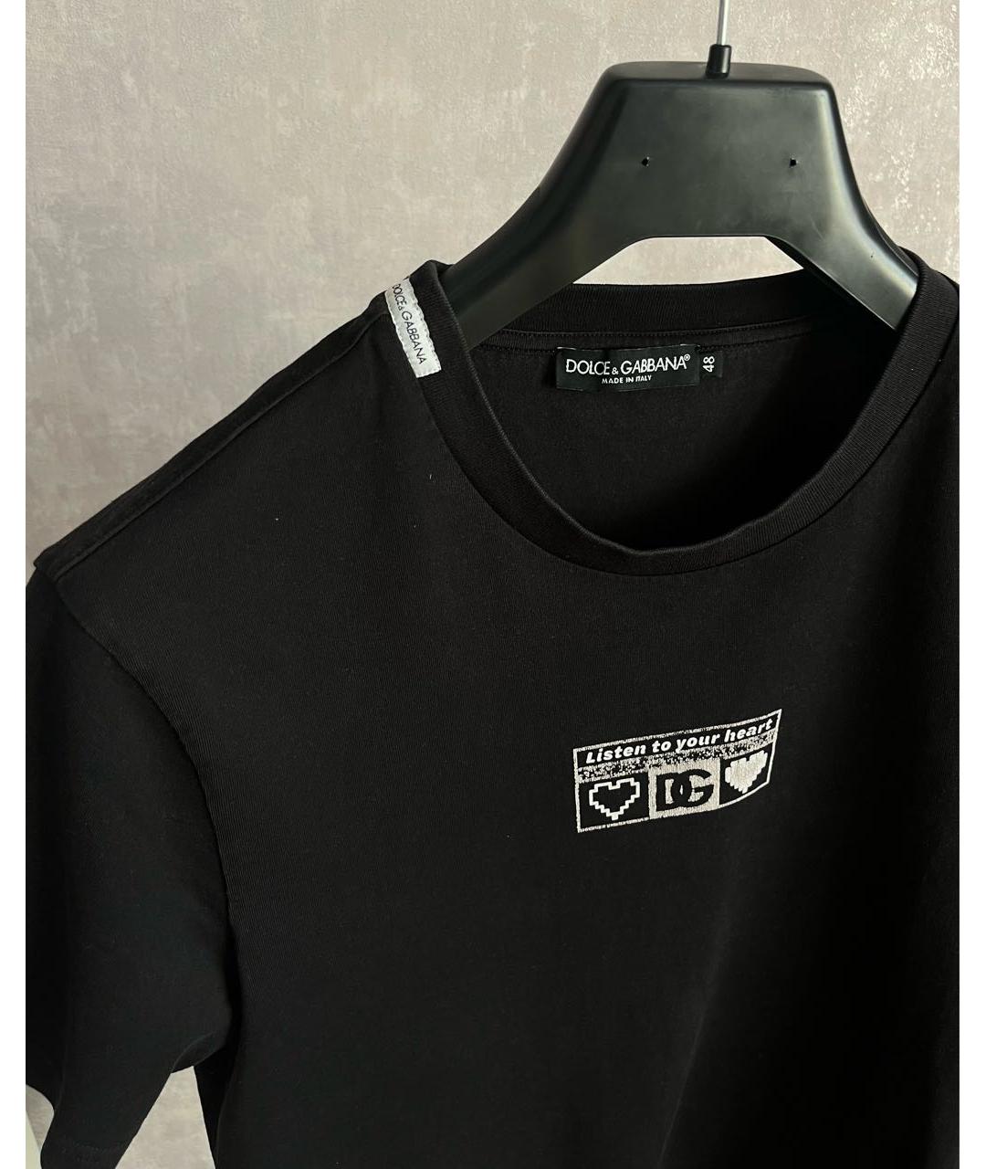 DOLCE&GABBANA Черная хлопковая футболка, фото 3