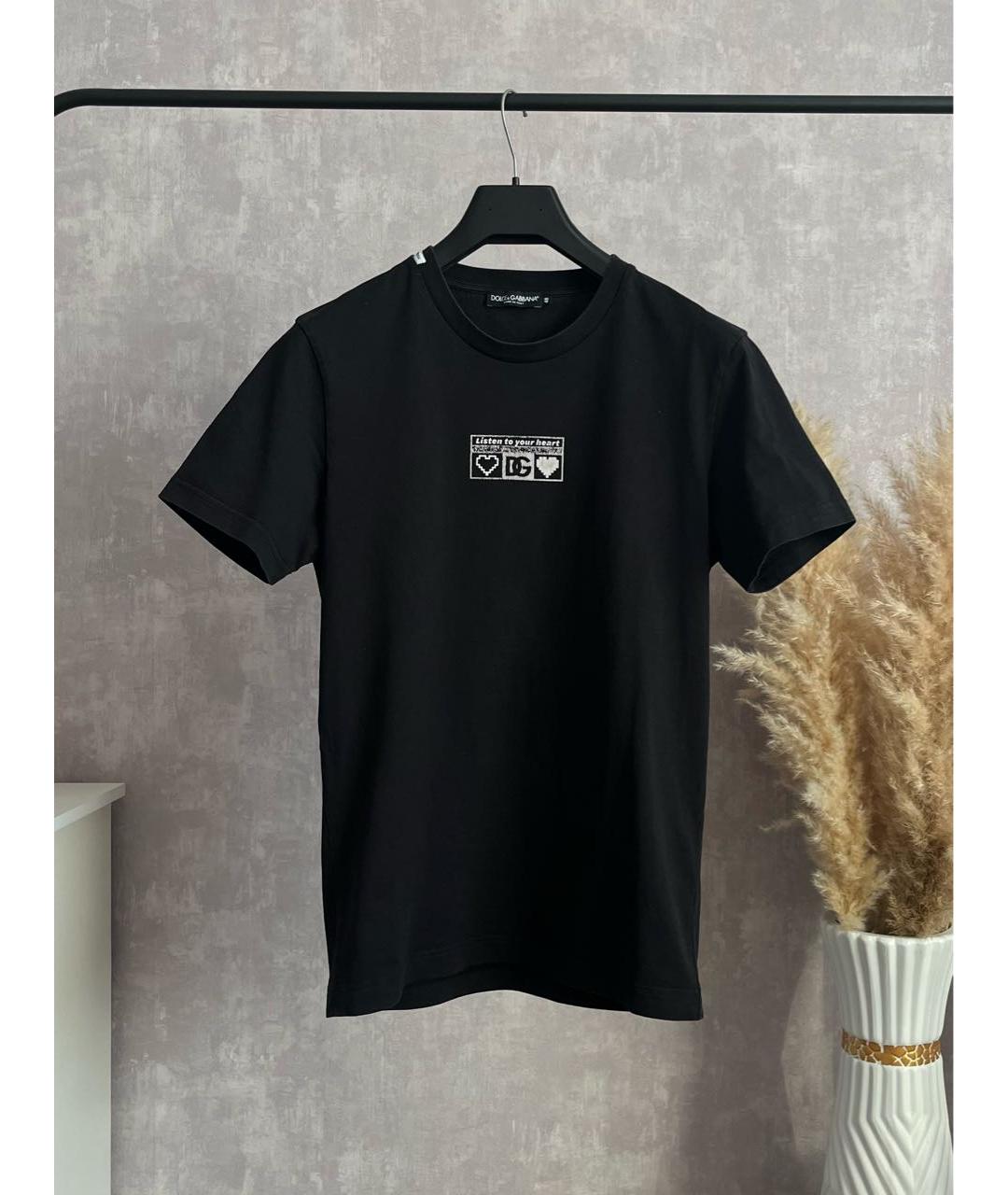 DOLCE&GABBANA Черная хлопковая футболка, фото 4