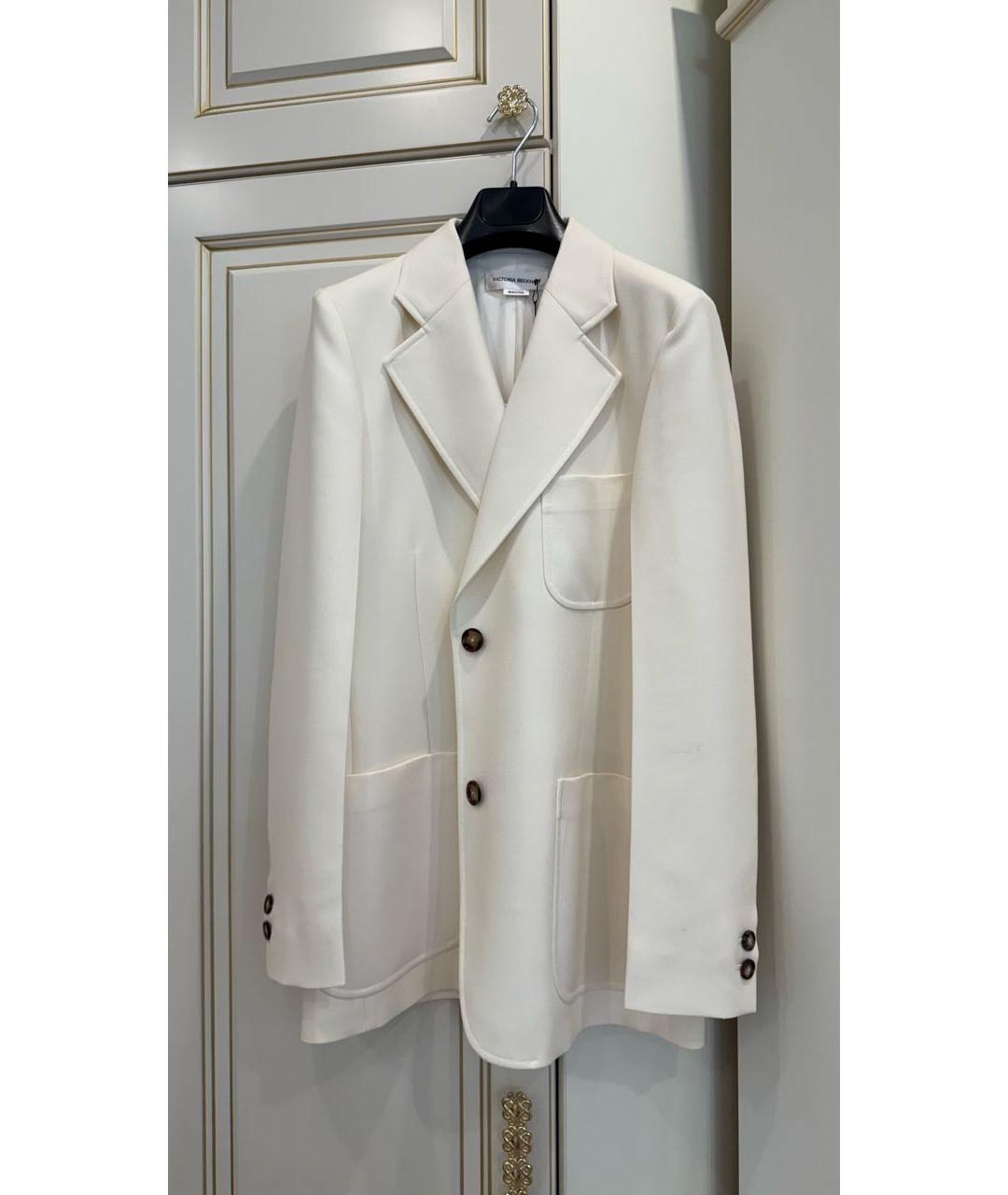 VICTORIA BECKHAM Белый шерстяной жакет/пиджак, фото 5
