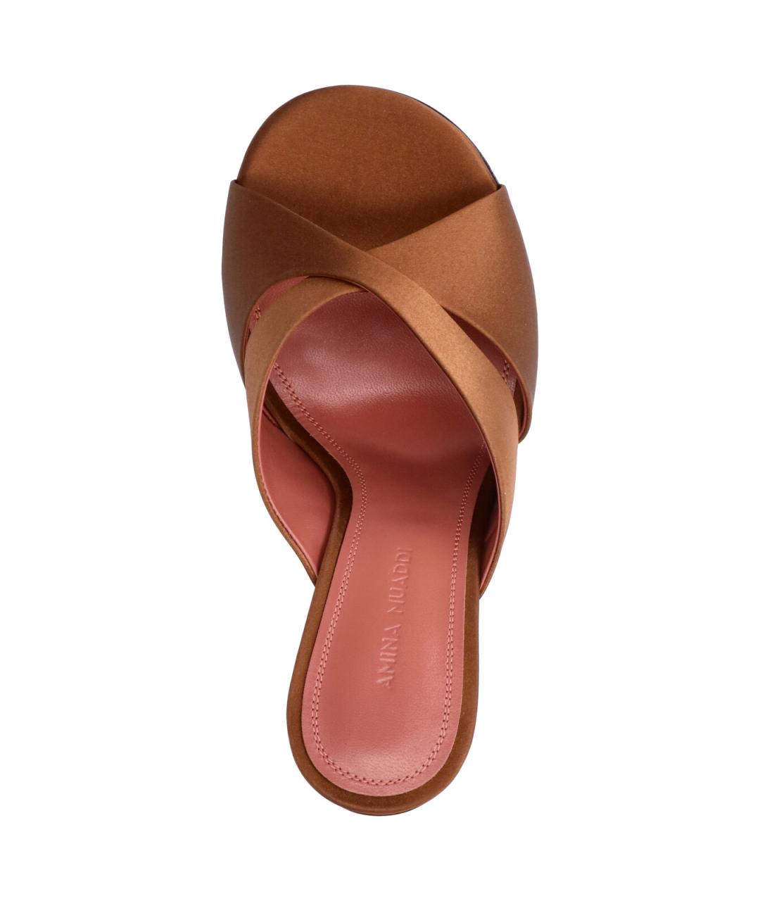 Amina Muaddi Коричневые кожаные мюли, фото 5