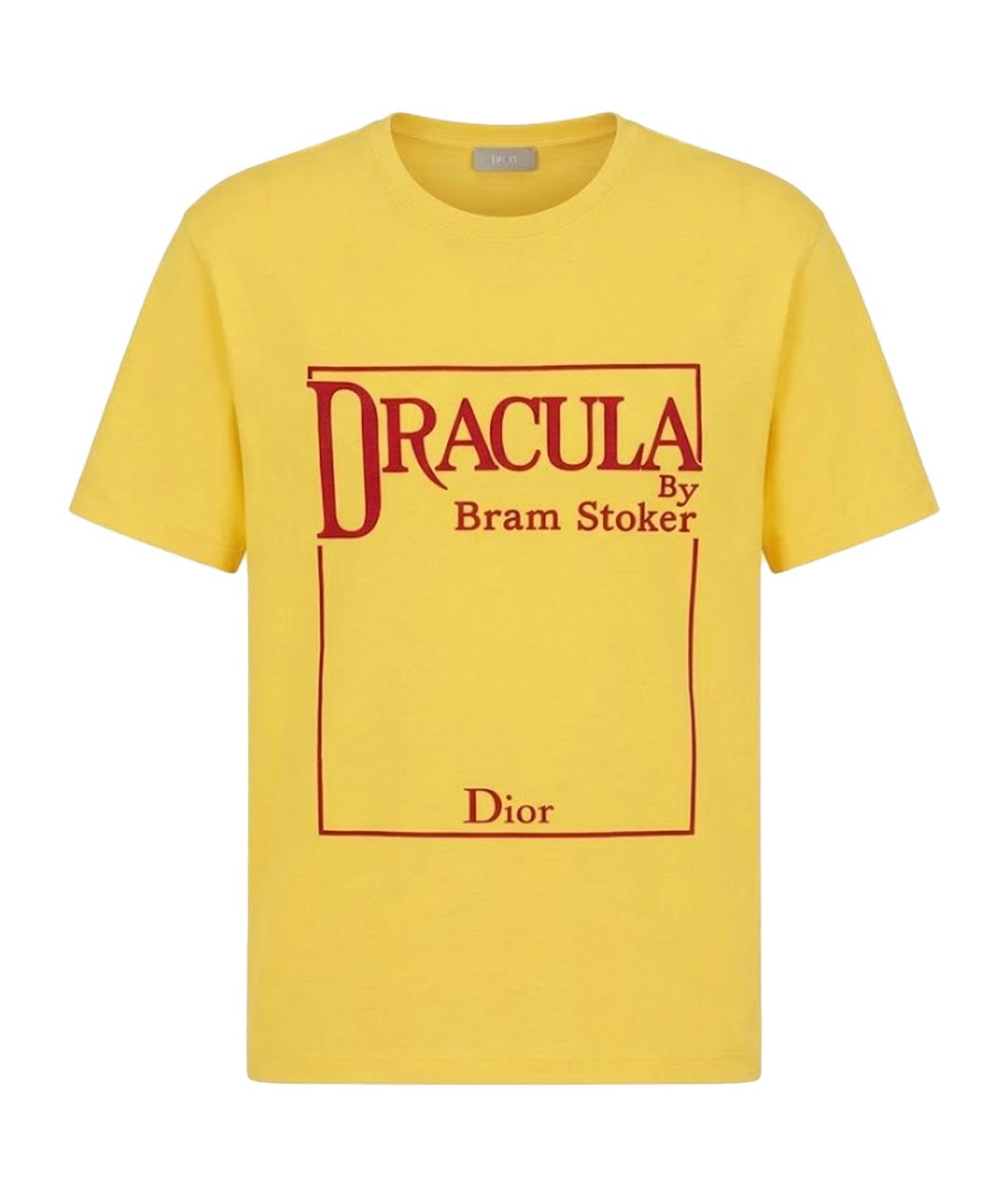 CHRISTIAN DIOR Желтая хлопковая футболка, фото 1