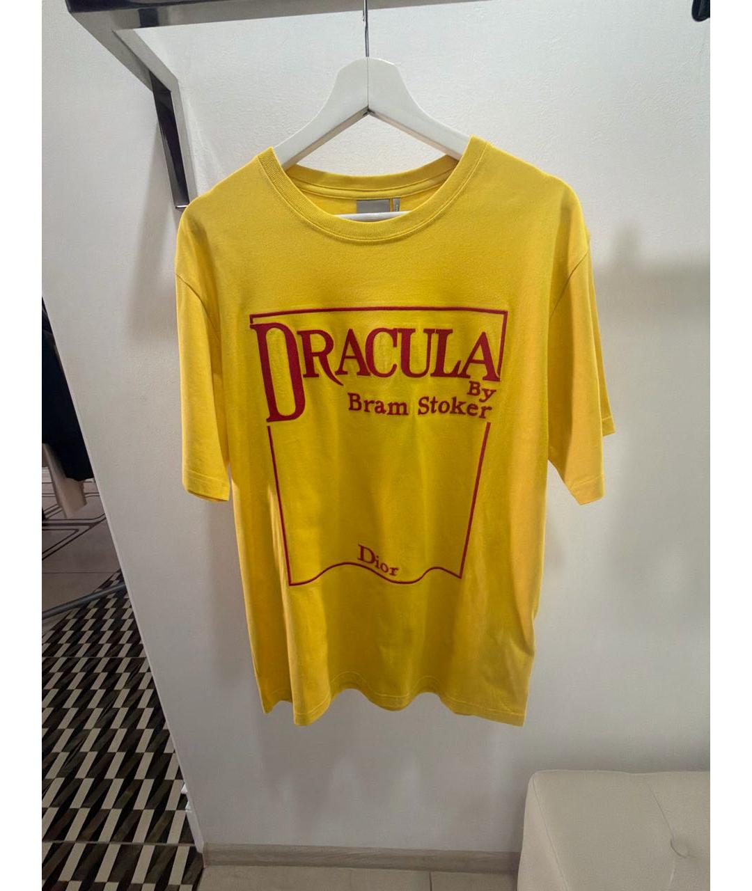 CHRISTIAN DIOR Желтая хлопковая футболка, фото 7