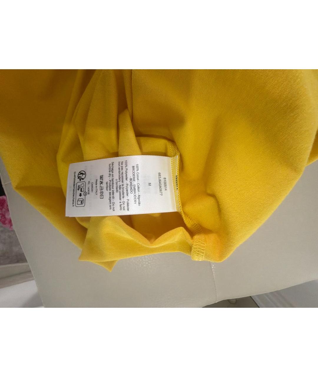 CHRISTIAN DIOR Желтая хлопковая футболка, фото 6