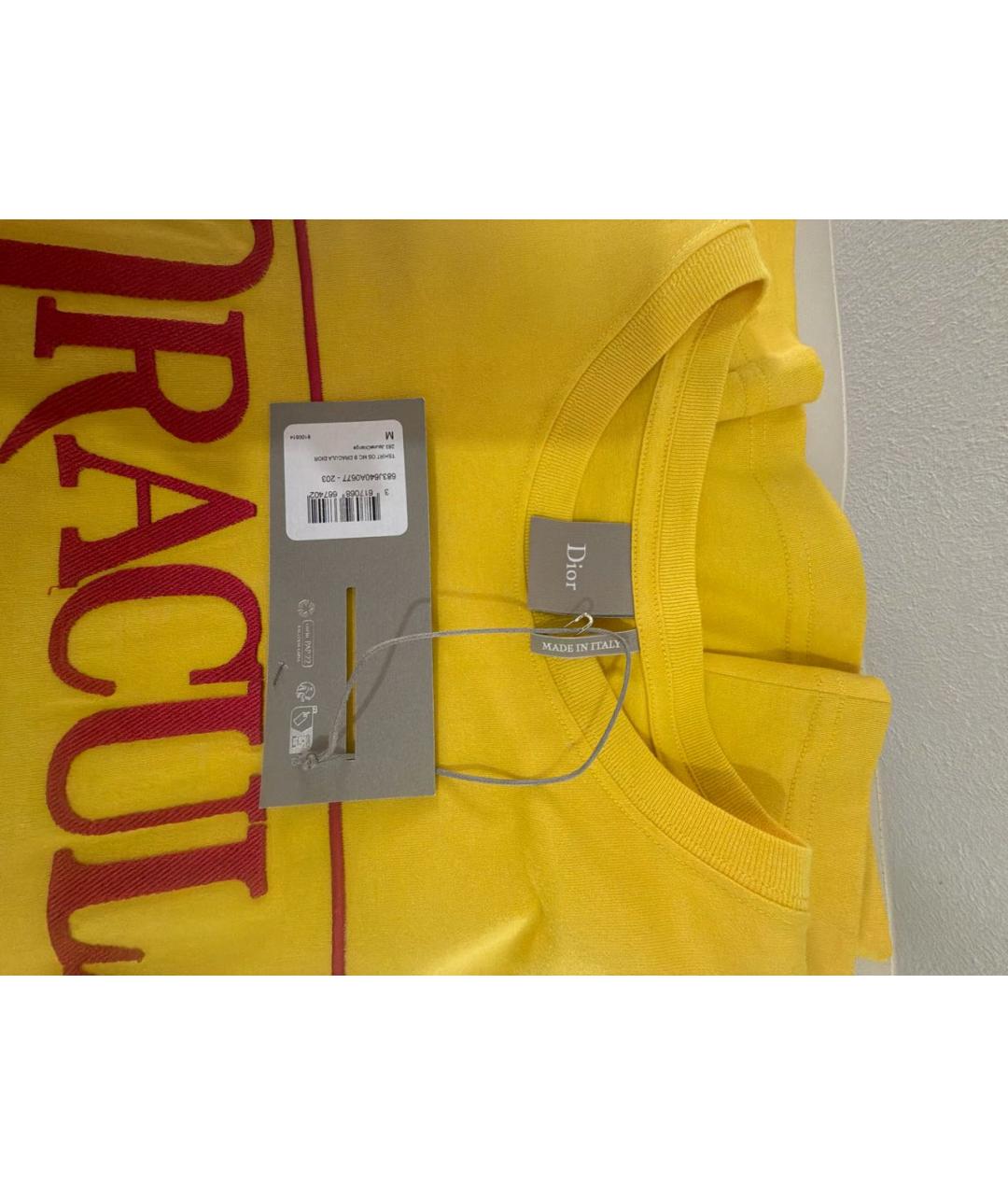 CHRISTIAN DIOR Желтая хлопковая футболка, фото 3