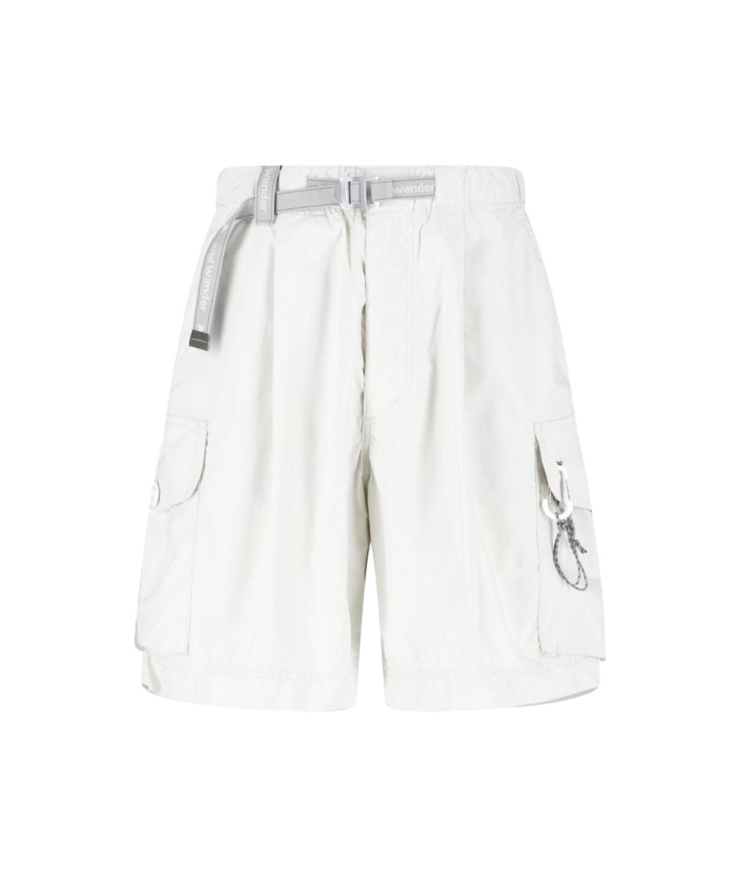 AND WANDER Белые полиэстеровые шорты, фото 1