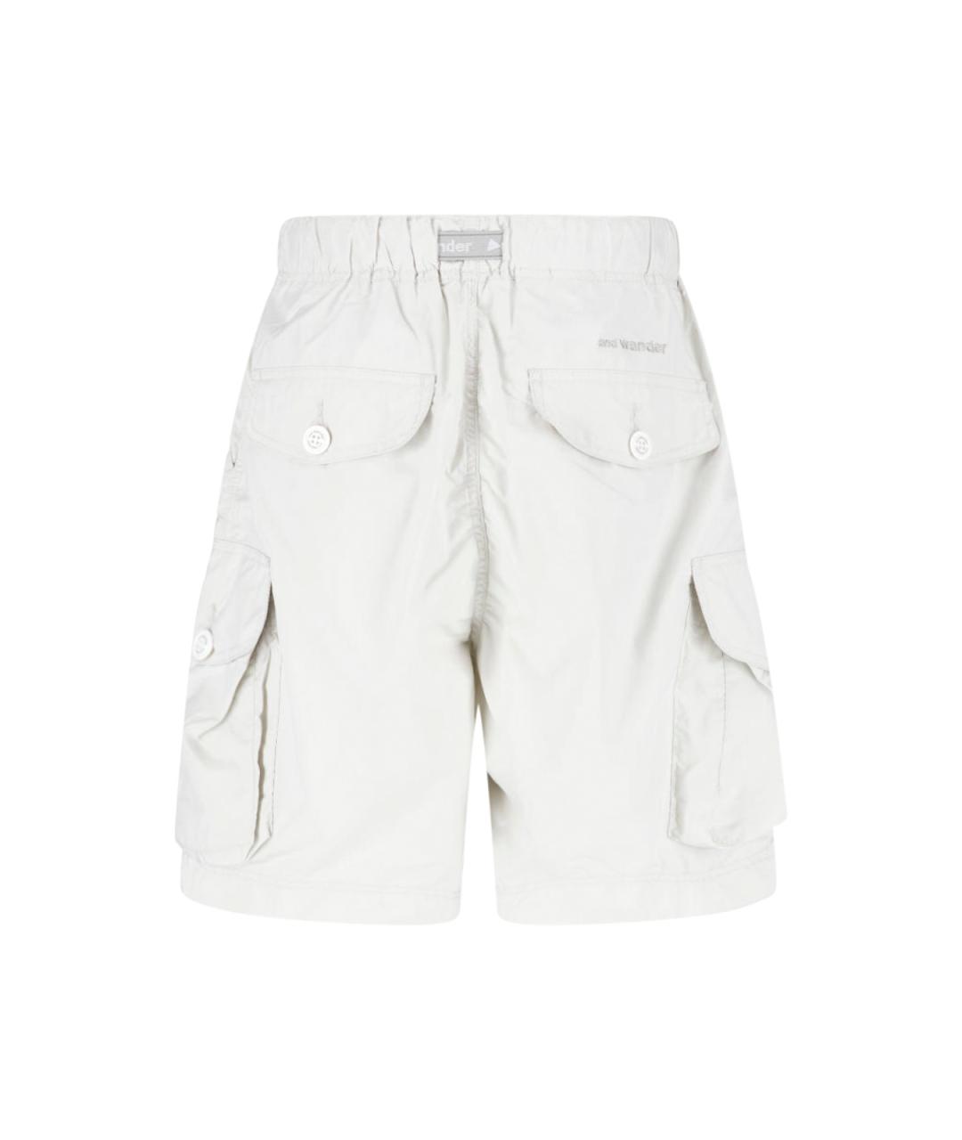 AND WANDER Белые полиэстеровые шорты, фото 2