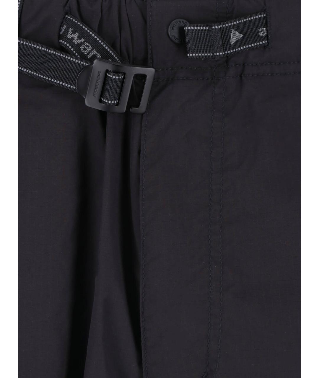 AND WANDER Черные полиэстеровые шорты, фото 5