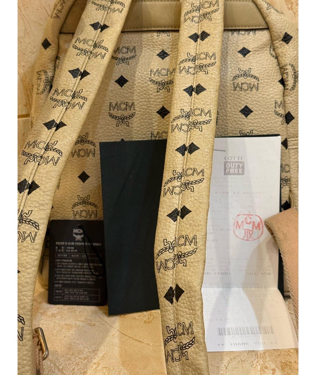 MCM Бежевый кожаный рюкзак, фото 3