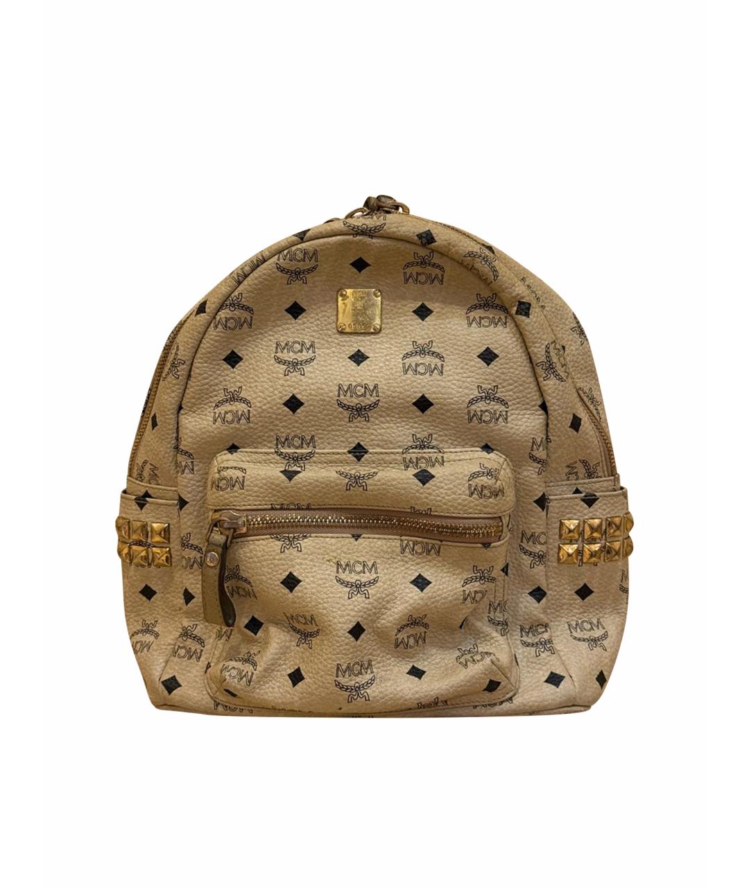 MCM Бежевый кожаный рюкзак, фото 1