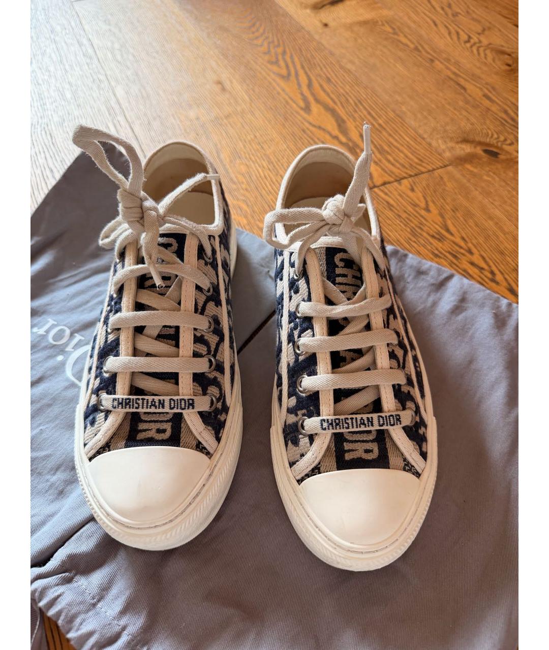 CHRISTIAN DIOR Темно-синие текстильные кеды, фото 2