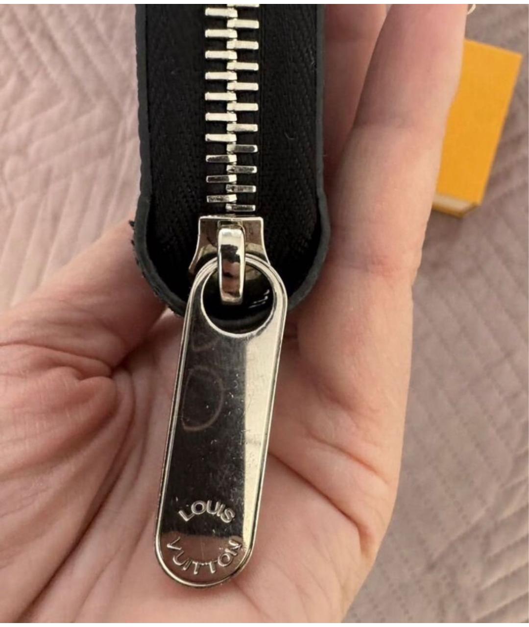 LOUIS VUITTON Черный кожаный кошелек, фото 2