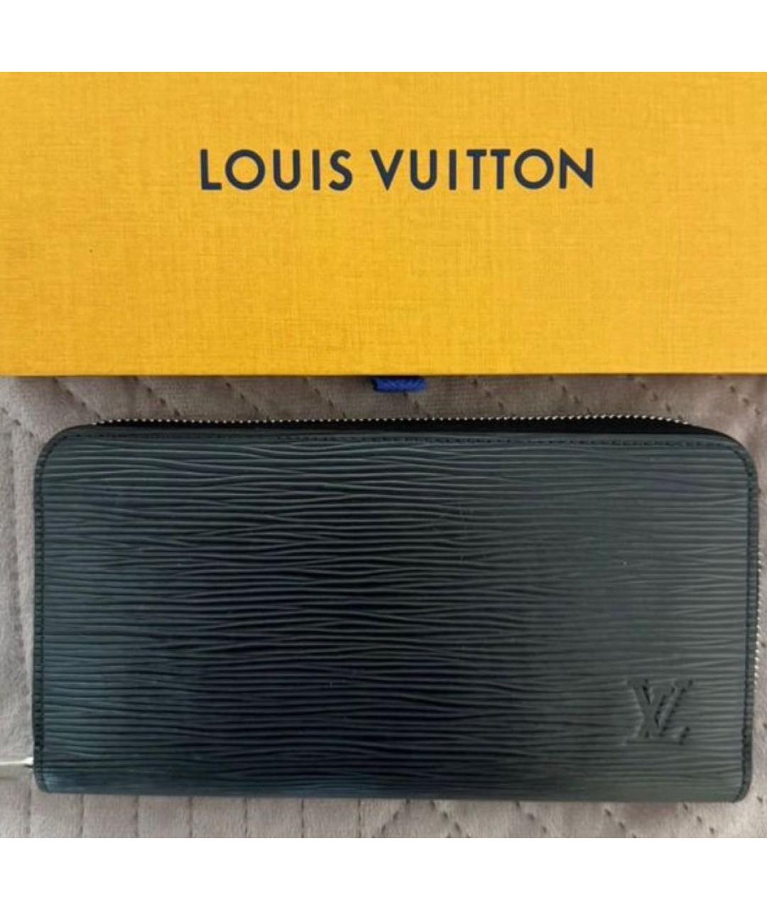 LOUIS VUITTON Черный кожаный кошелек, фото 5