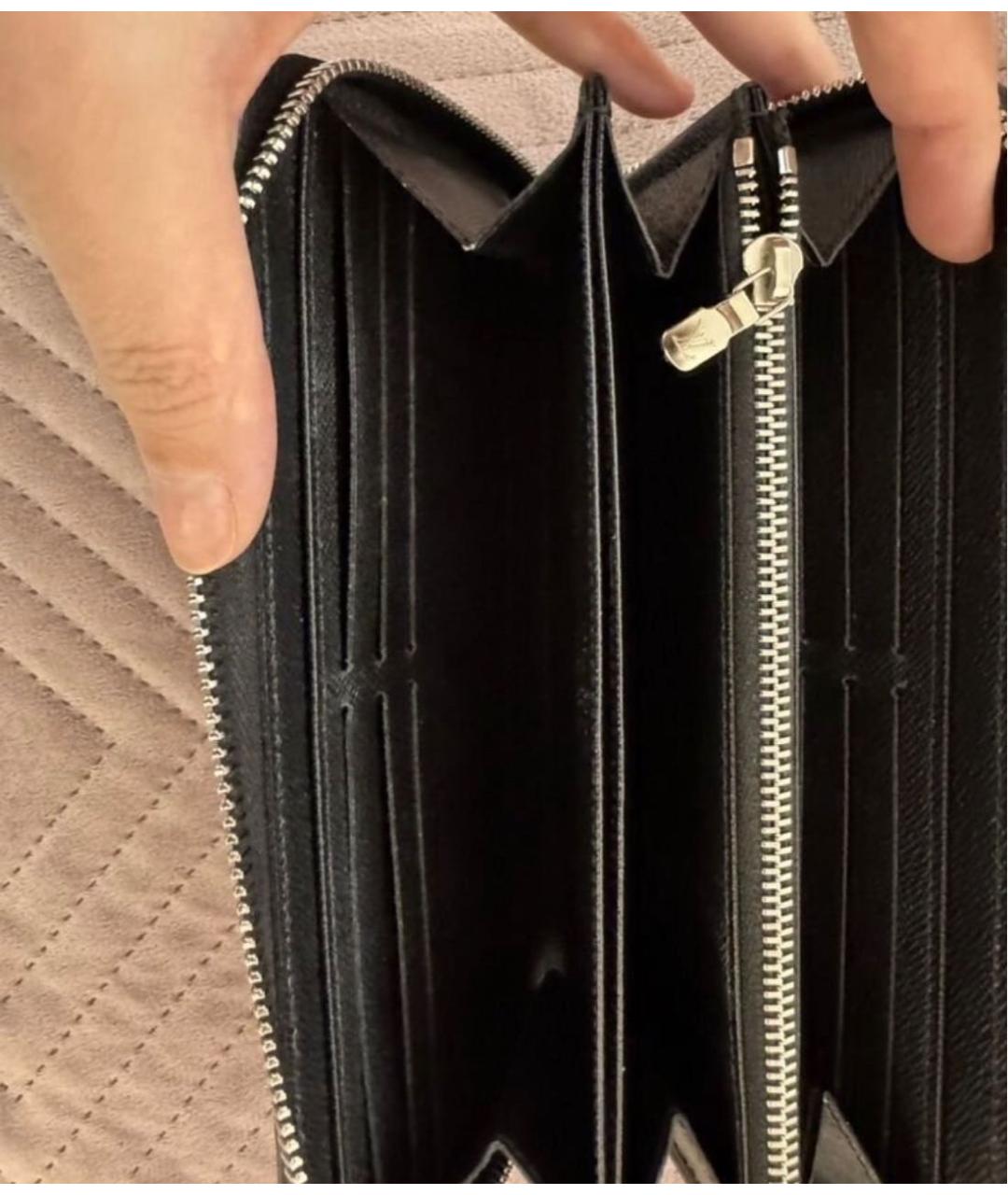 LOUIS VUITTON Черный кожаный кошелек, фото 4