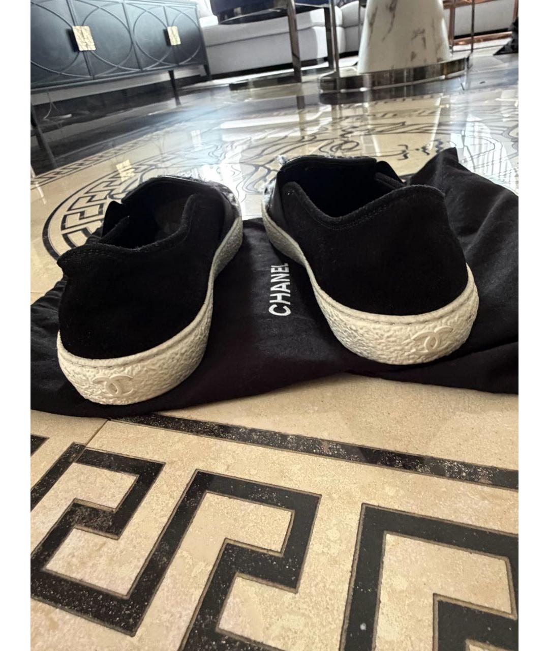 CHANEL Черные текстильные слипоны, фото 4