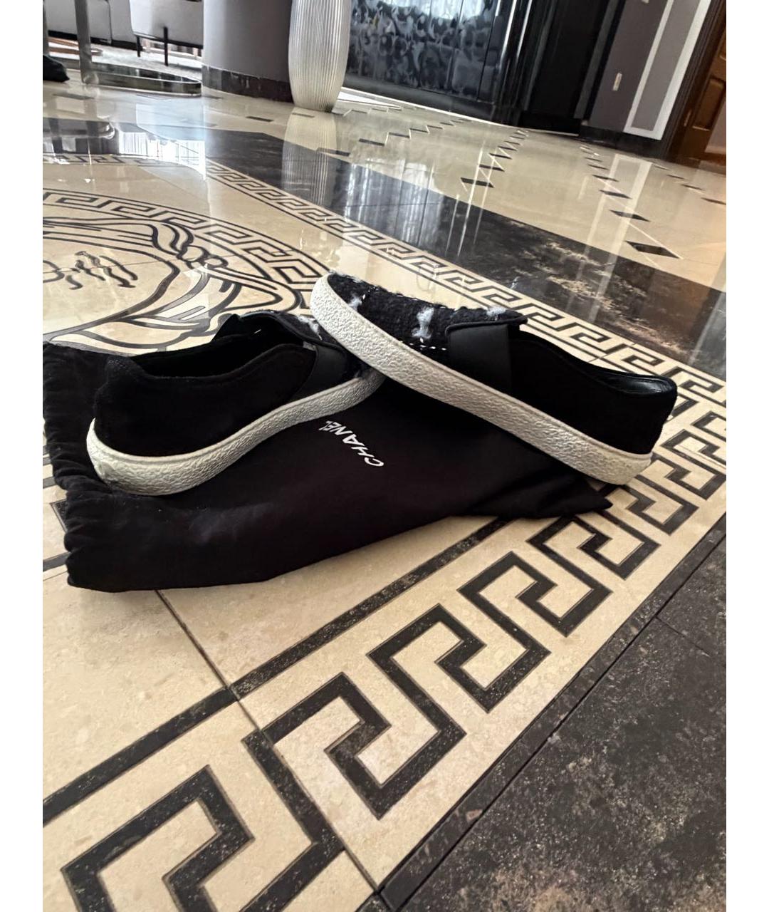 CHANEL Черные текстильные слипоны, фото 5