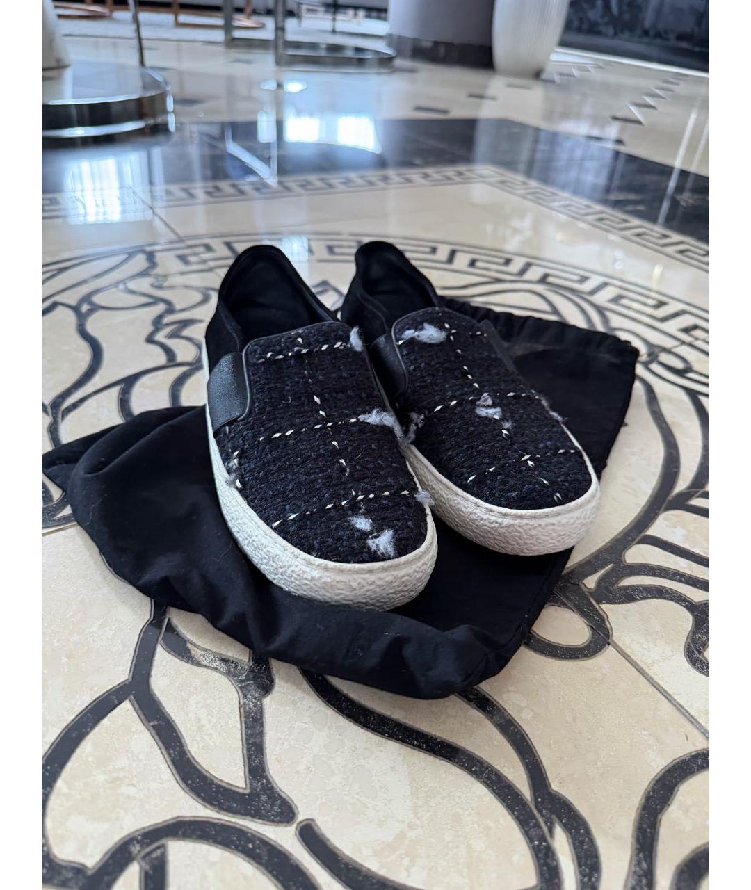 CHANEL Черные текстильные слипоны, фото 2