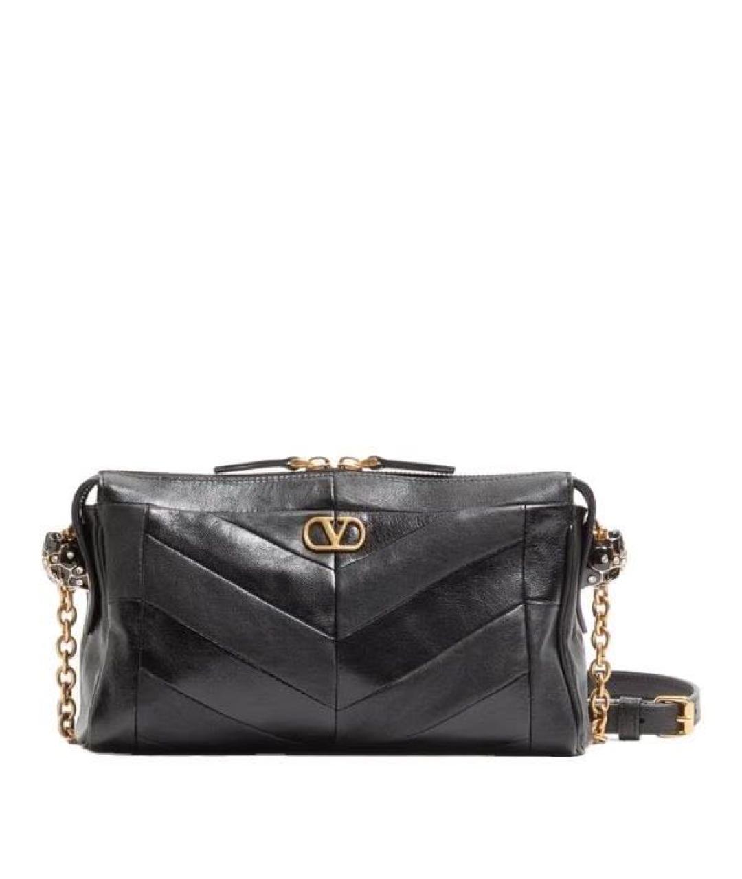 VALENTINO Черная кожаная сумка через плечо, фото 7
