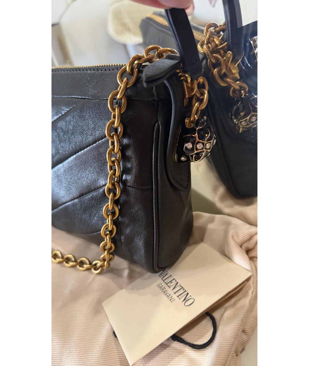 VALENTINO Черная кожаная сумка через плечо, фото 4