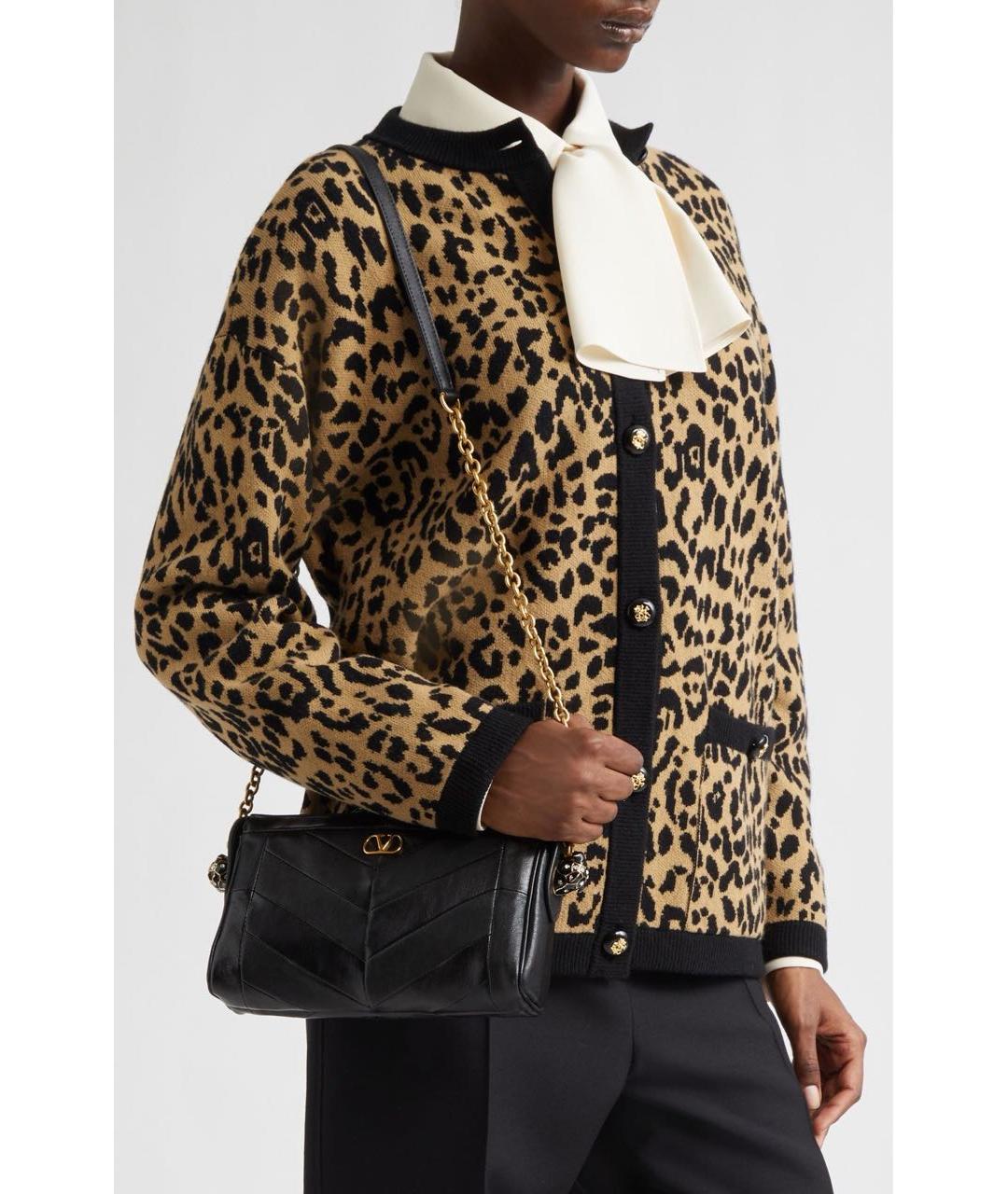 VALENTINO Черная кожаная сумка через плечо, фото 5