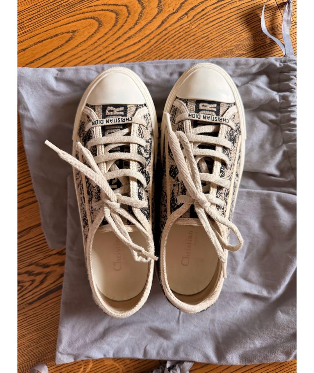 CHRISTIAN DIOR Бежевые текстильные кеды, фото 3