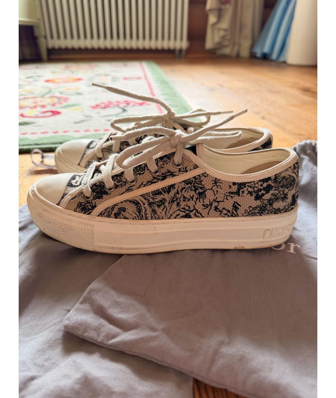 CHRISTIAN DIOR Бежевые текстильные кеды, фото 7