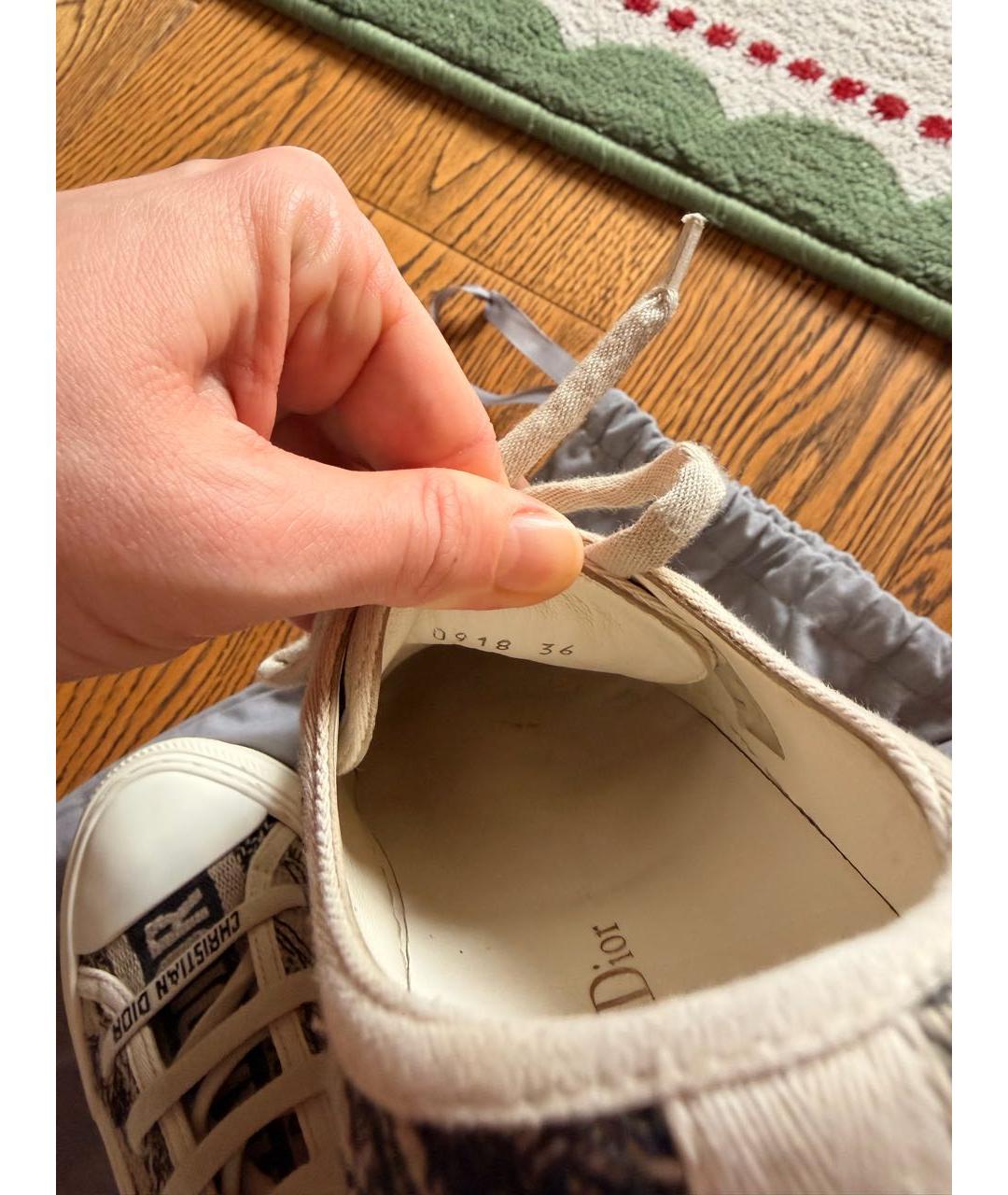 CHRISTIAN DIOR Бежевые текстильные кеды, фото 6
