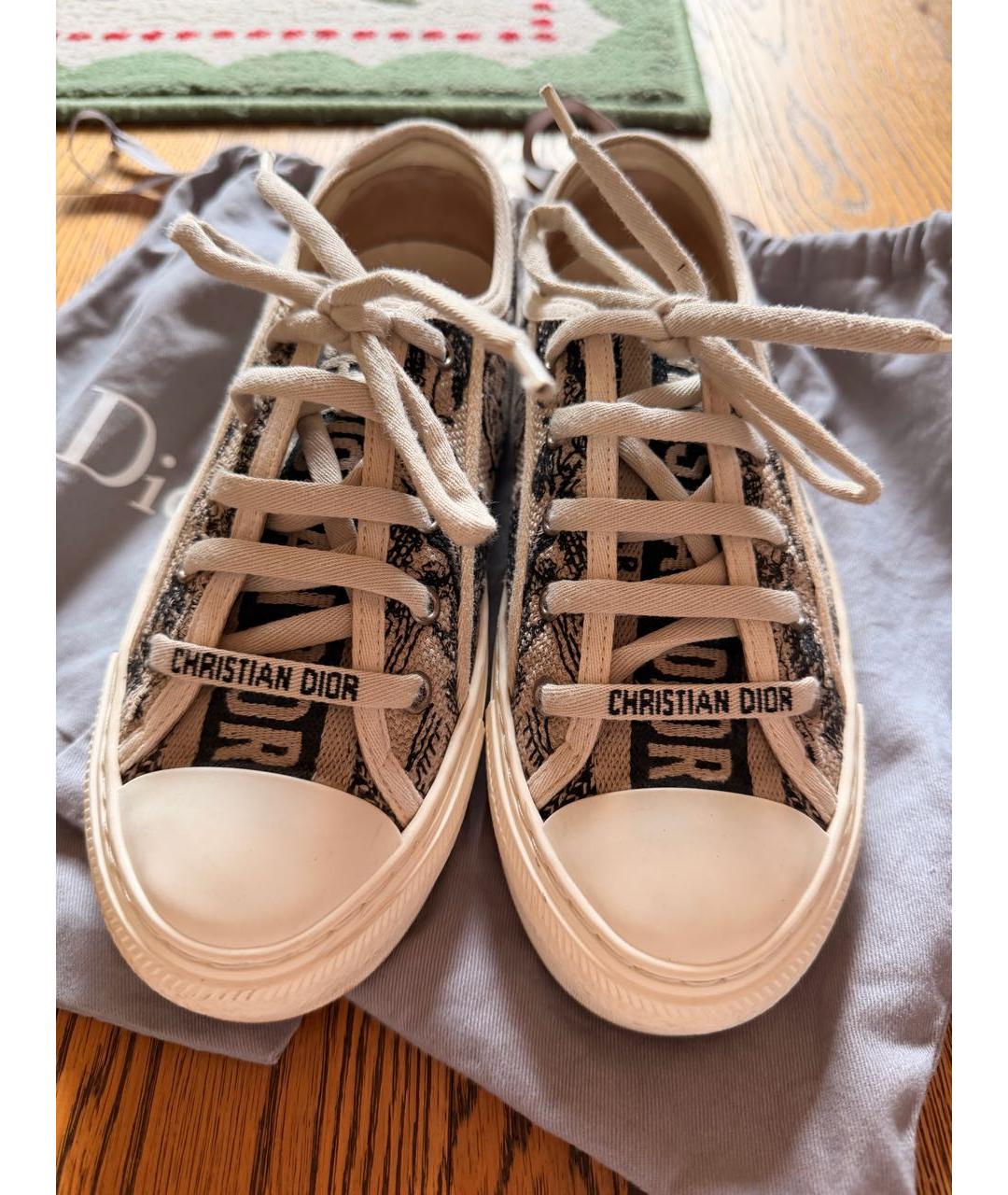 CHRISTIAN DIOR Бежевые текстильные кеды, фото 2