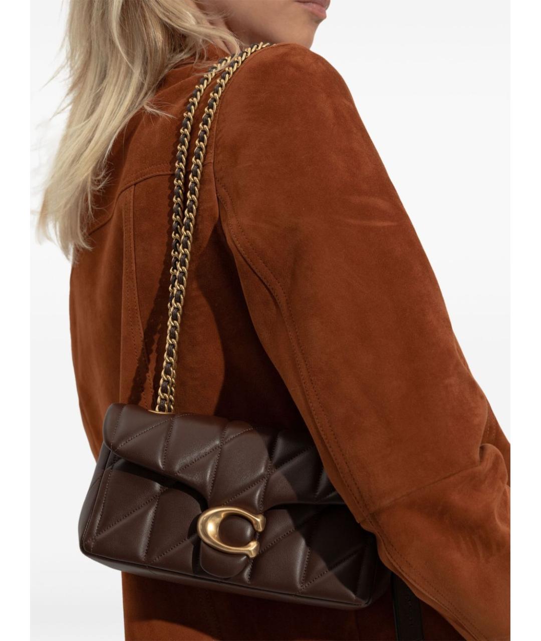 COACH Коричневая кожаная сумка через плечо, фото 6