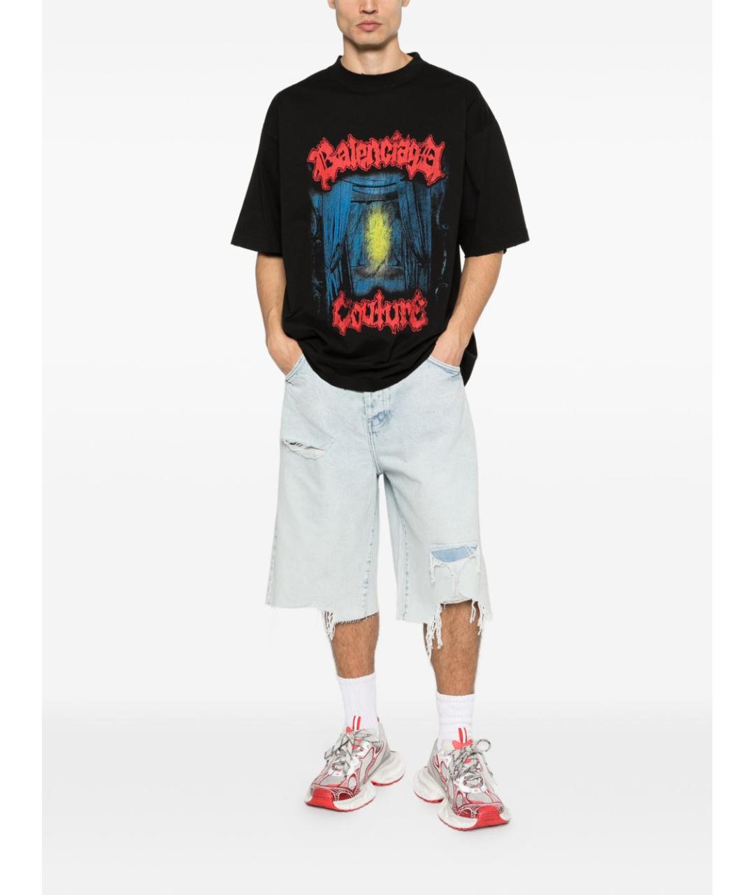 BALENCIAGA Черная хлопковая футболка, фото 2