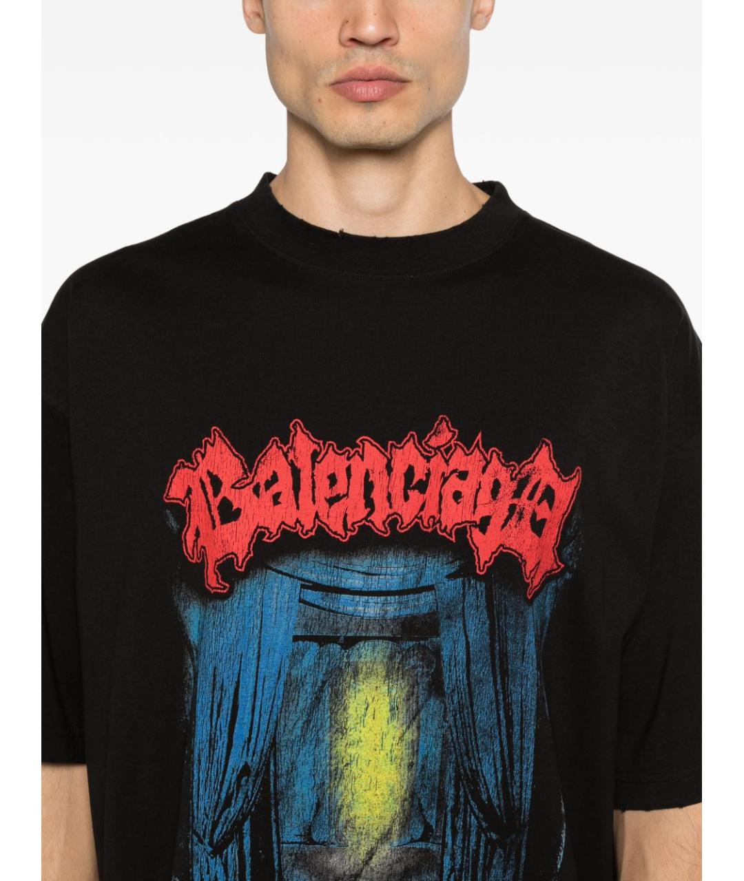 BALENCIAGA Черная хлопковая футболка, фото 3