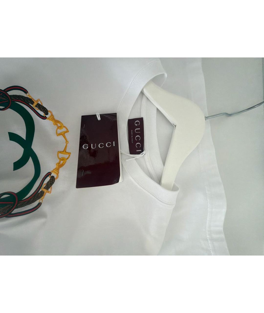 GUCCI Белая хлопковая футболка, фото 3