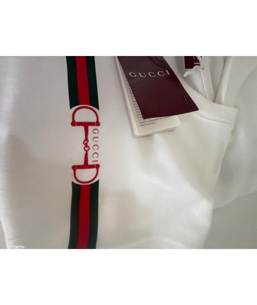 GUCCI Белая хлопковая футболка, фото 4