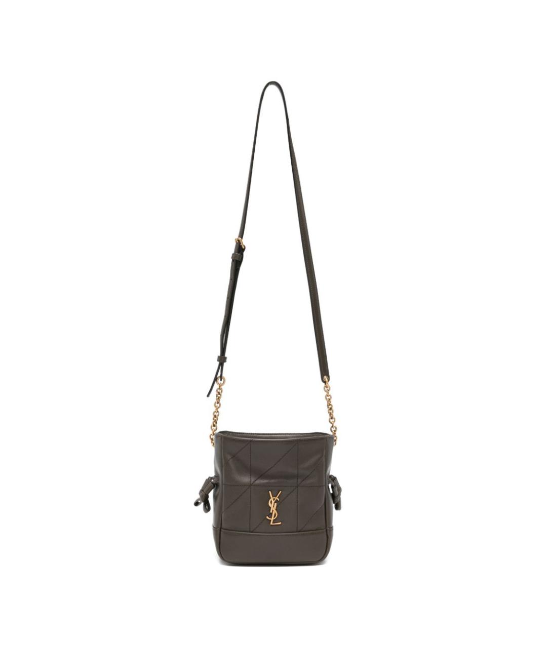 SAINT LAURENT Коричневая кожаная сумка через плечо, фото 1