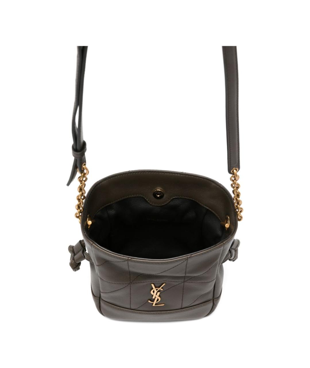 SAINT LAURENT Коричневая кожаная сумка через плечо, фото 4