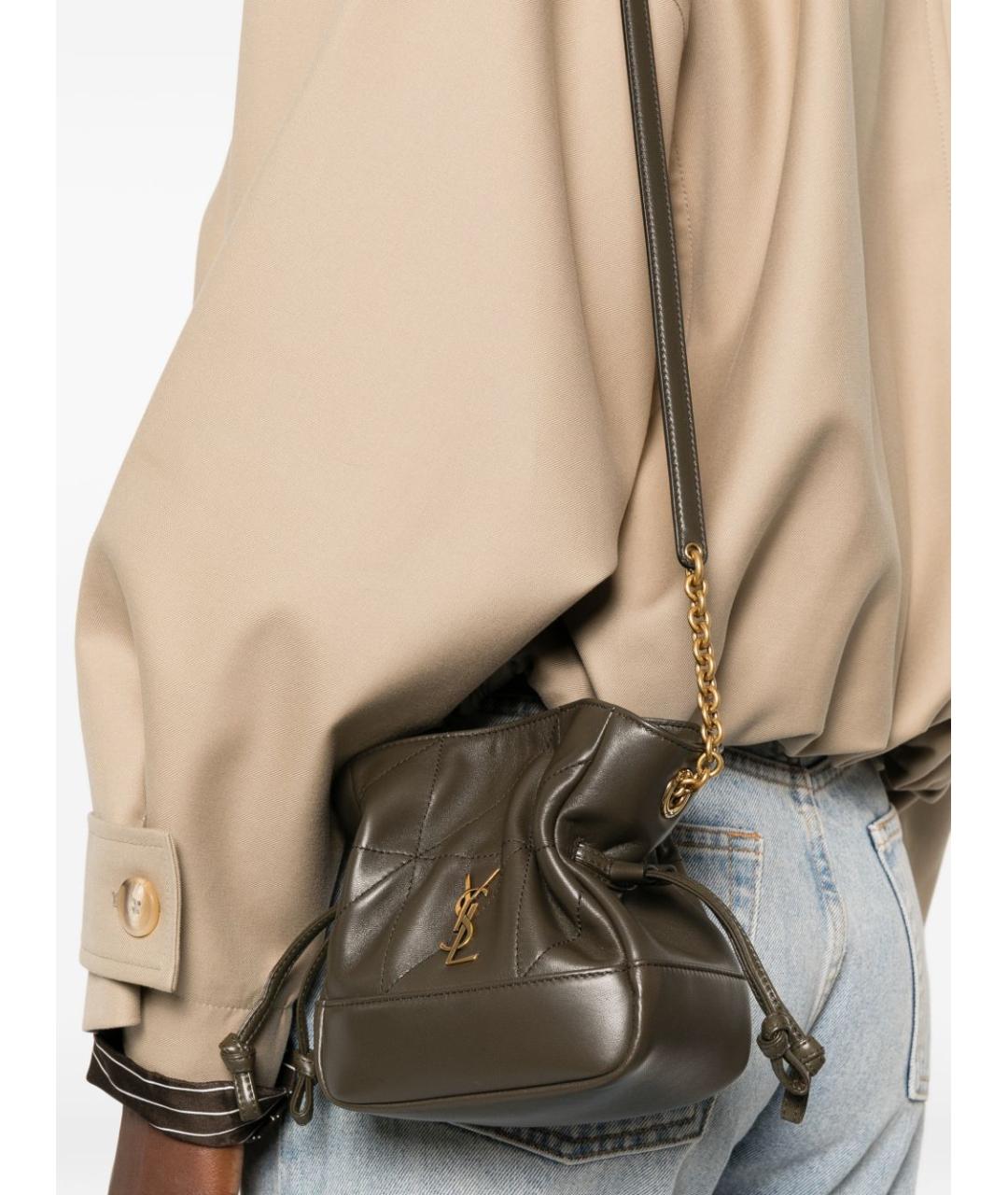 SAINT LAURENT Коричневая кожаная сумка через плечо, фото 3