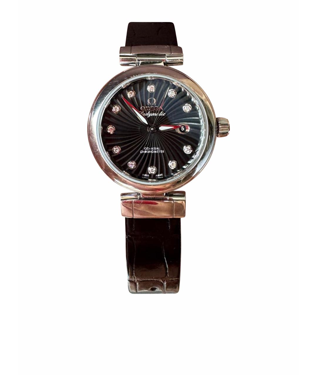 OMEGA Черные кожаные часы, фото 1