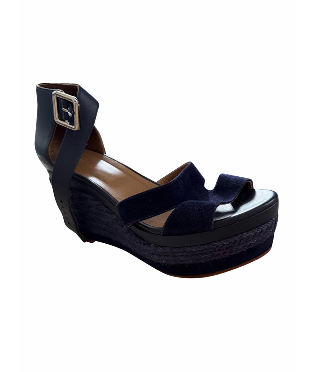 HERMES Темно-синие босоножки, фото 1