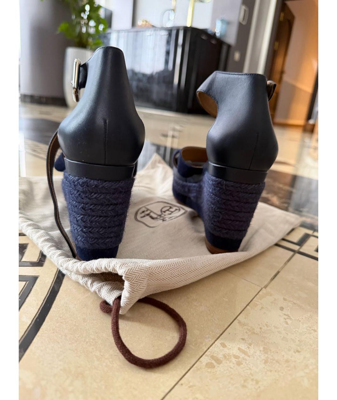 HERMES Темно-синие босоножки, фото 3