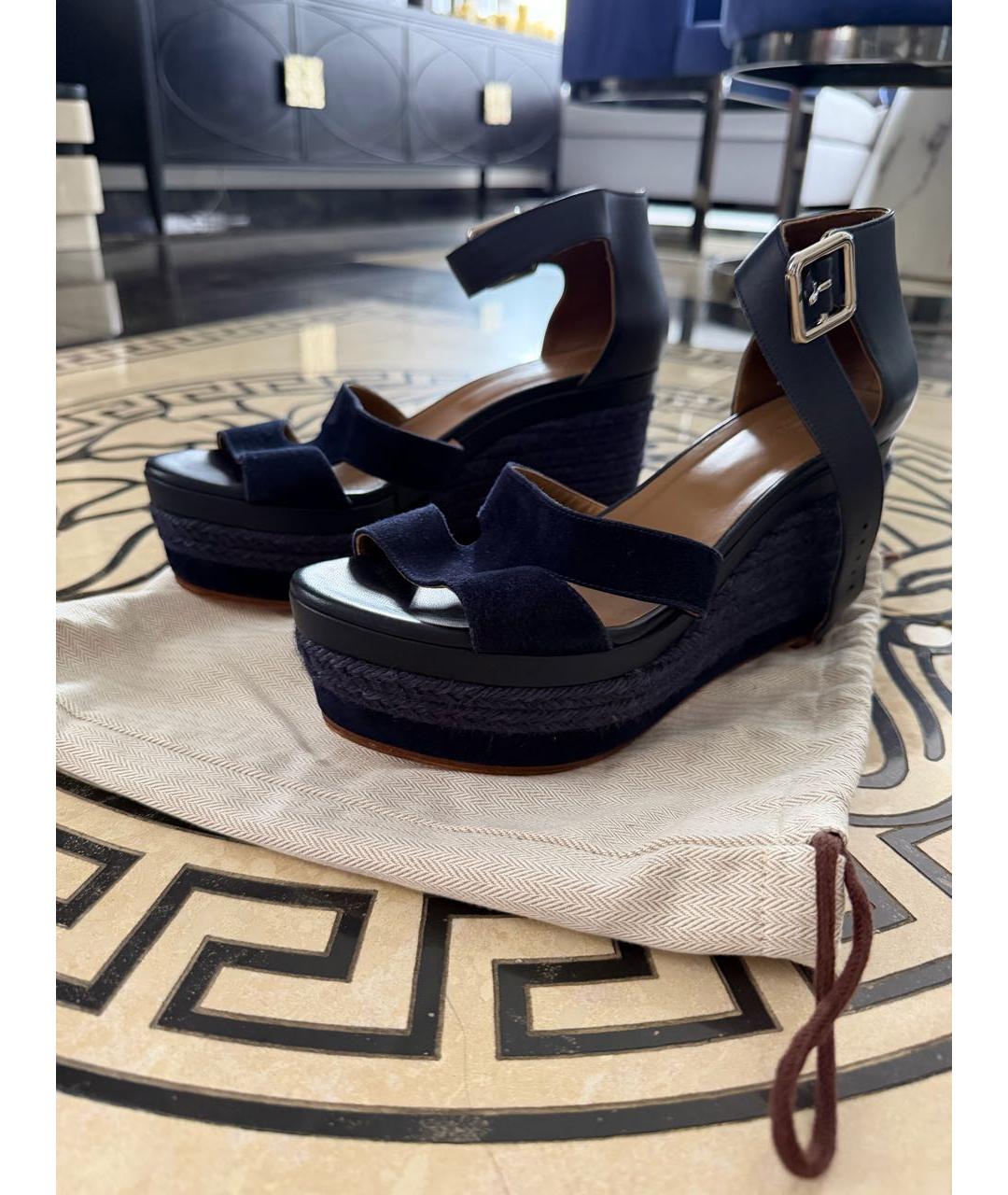 HERMES Темно-синие босоножки, фото 4