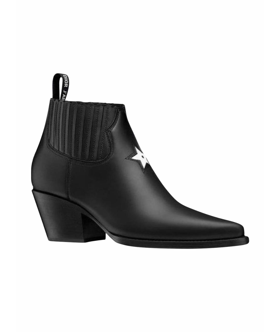 CHRISTIAN DIOR Черные кожаные ботильоны, фото 1