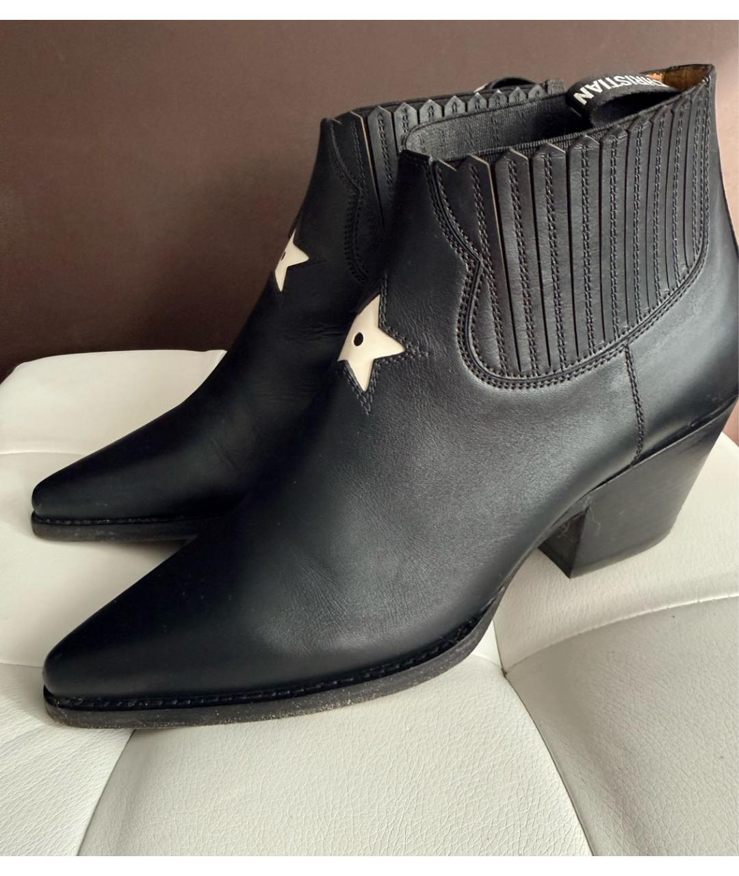 CHRISTIAN DIOR Черные кожаные ботильоны, фото 6