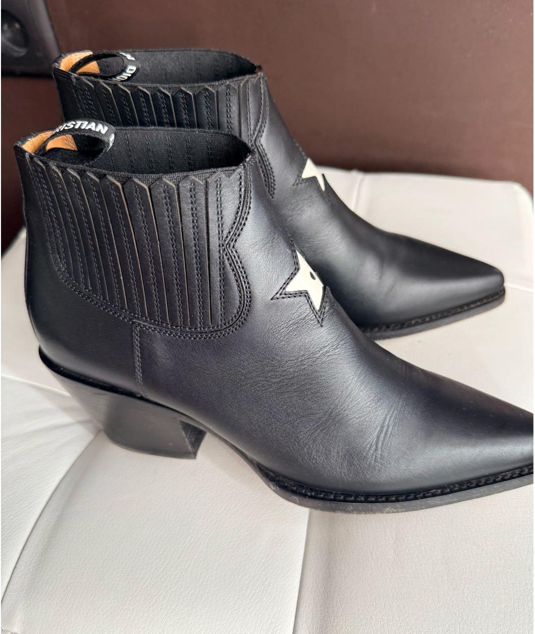 CHRISTIAN DIOR Черные кожаные ботильоны, фото 3