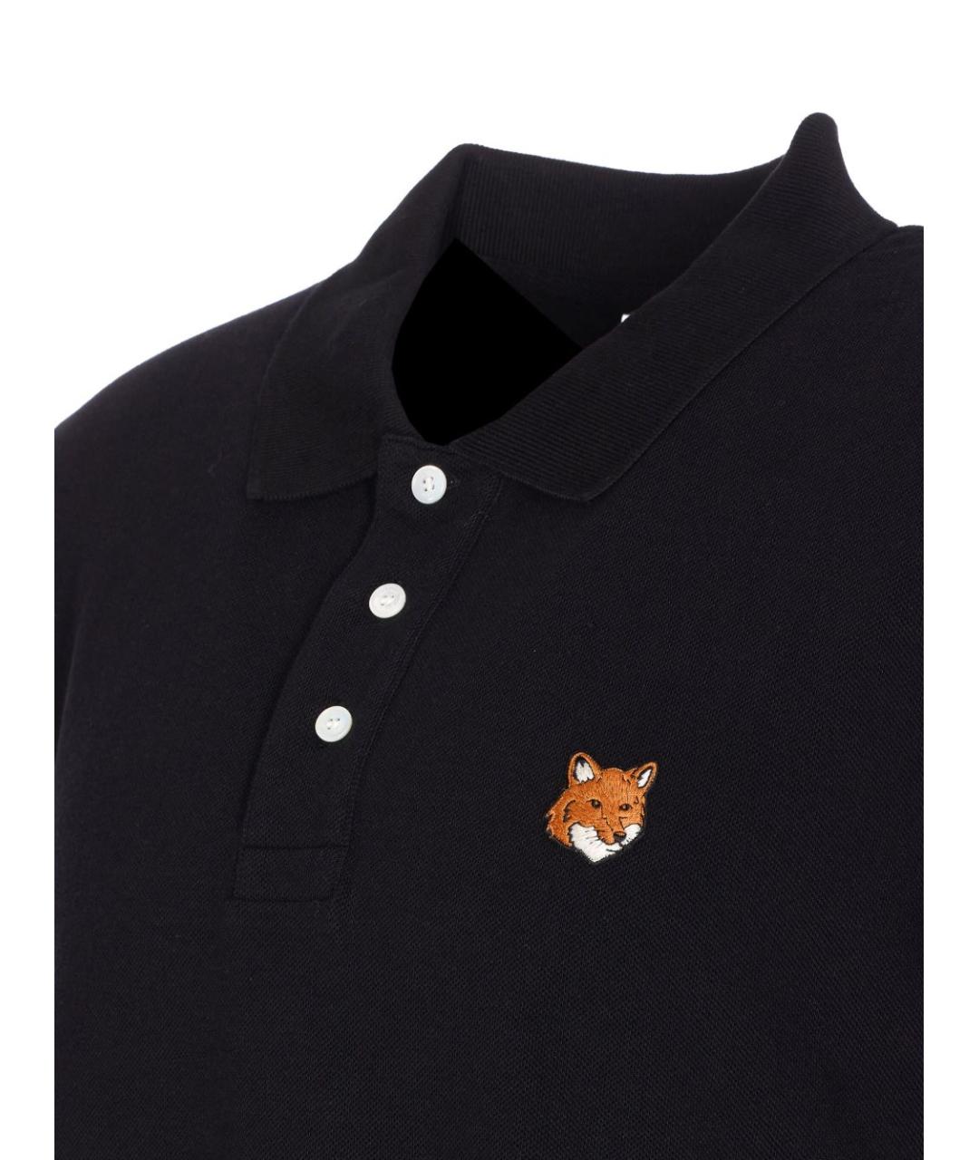 MAISON KITSUNE Черное хлопковое поло с коротким рукавом, фото 4