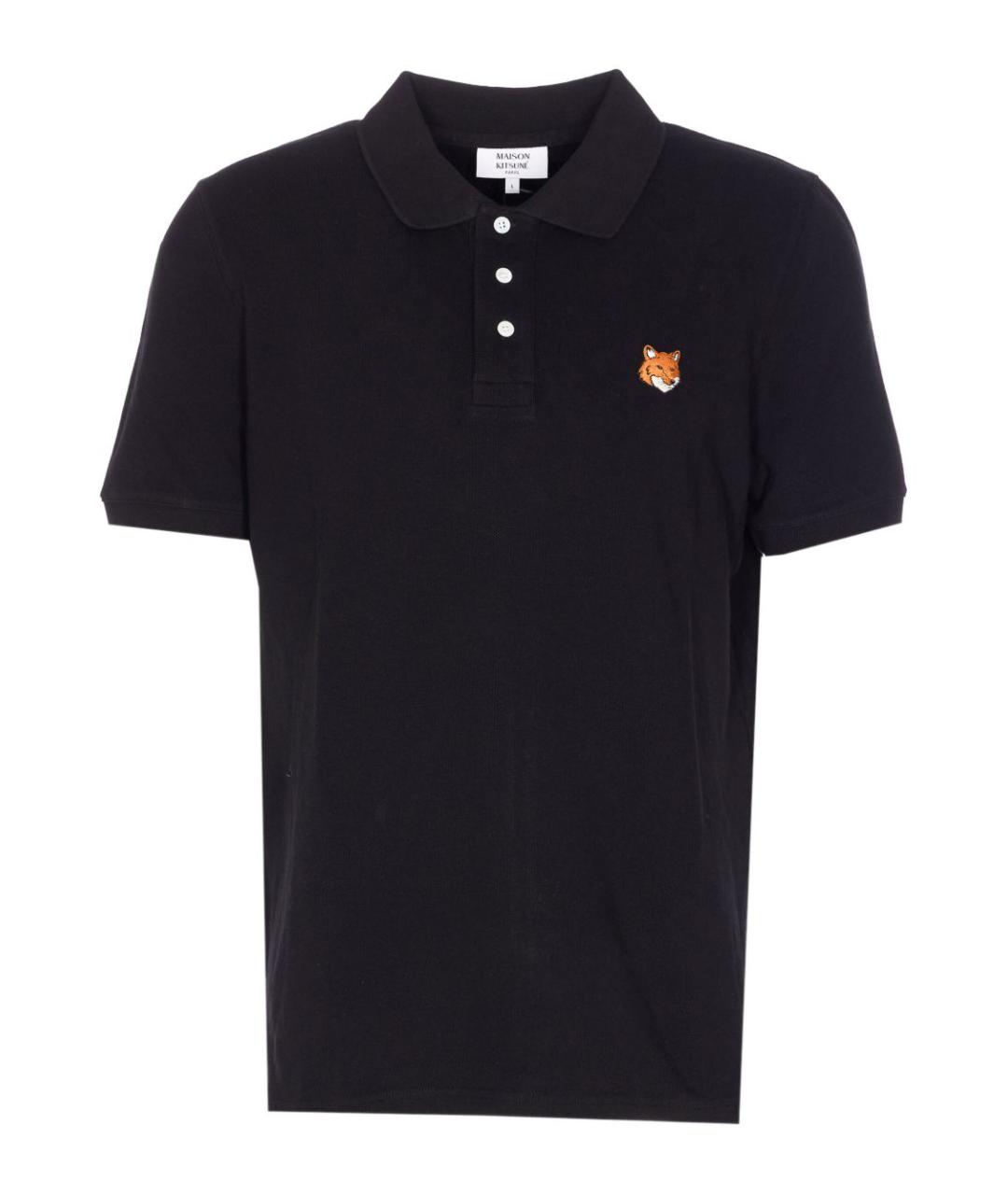 MAISON KITSUNE Черное хлопковое поло с коротким рукавом, фото 1